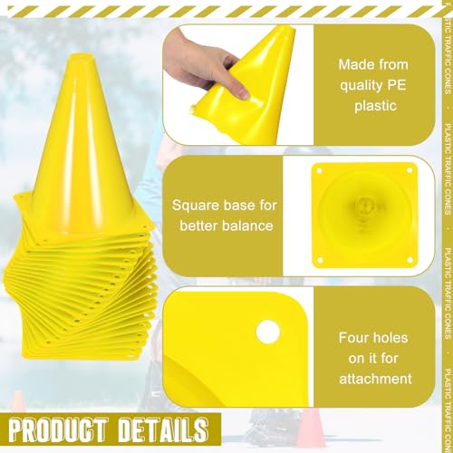 Syhood 30 Pack 7 Inch Plastic Traffic Cones Sports Training Agility Marker Mini Cones for Soccer, Skating, Football, Basketball, Indoor and Outdoor Games Sports Practice Equipment