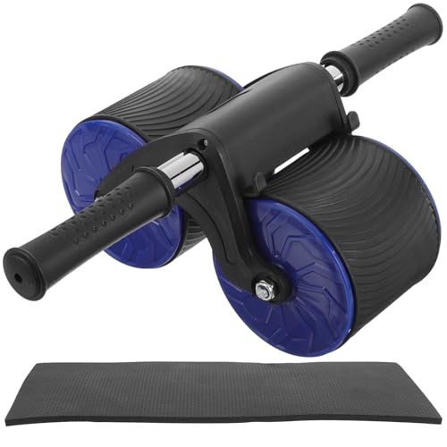 Toyvian Abdominal Training Wheel and Belly Roller with Automatic Rebound, Two-wheel Silent Core Muscle Ab Exerciser with Knee Pad for Home Fitness and Core Strength