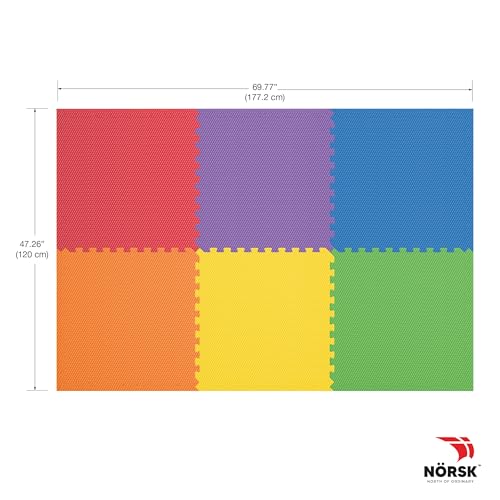 Dual-Sided Reversible 1/2" Foam Exercise Mats for Home Gym - Interlocking EVA Foam Tiles