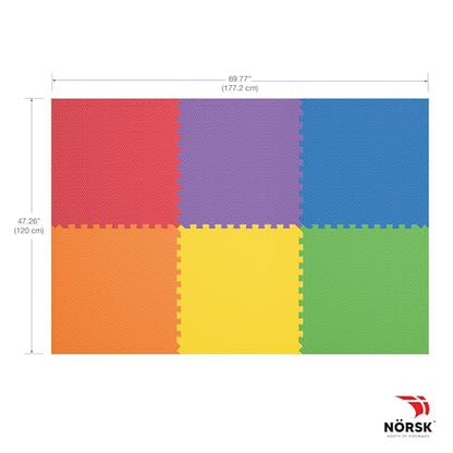 Dual-Sided Reversible 1/2" Foam Exercise Mats for Home Gym - Interlocking EVA Foam Tiles