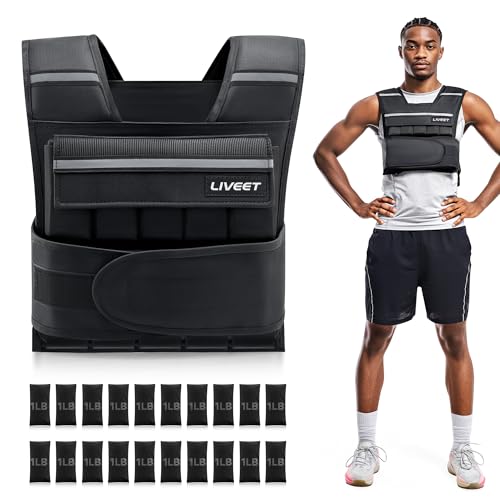 Adjustable Weighted Vest for Men Women, 20lb 30lb 45lb 60lb Weight Vest with 20 Removable Weights, Heavy Duty Running Vest with Reflective Strips for Walking Strength Training Calisthenics - size: 20 lbs-Sandbags