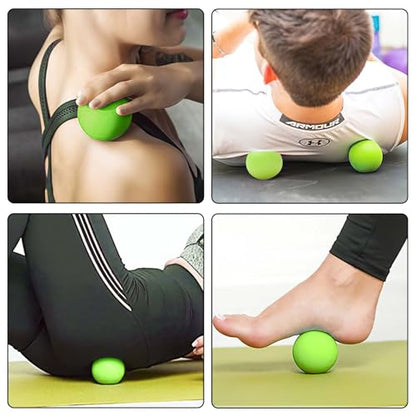 WOVTE Massage Lacrosse Ball for Sore Muscles, Shoulders, Neck, Back, Foot, Body, Deep Tissue, Trigger Point, Muscle Knots, Yoga and Myofascial Release (Green)