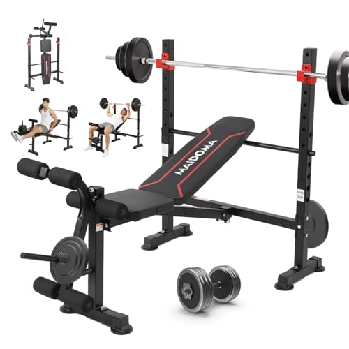 1500LBS / 750LBS 8 in 1 Weight Bench with Leg Extension and Squat Rack, Adjustable Flat Incline Decline Bench Press for Full Body Workout（US Stock）