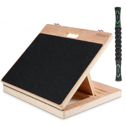 Swara 12.6″ Wooden Slant Board for Calf Stretching & Exercise, Foldable - size: 12.6x14 Inch