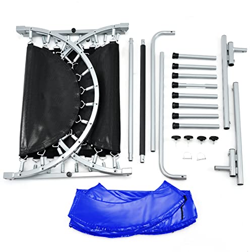Giantex Mini Trampoline, 2 Persons Foldable Fitness Trampoline w/ 5 Levels Height Adjustable Handle, Max Load 330LBS, Indoor Oval Rebounder Exercise Trampoline for Adult, Kid, Enjoy Parent-child Time
