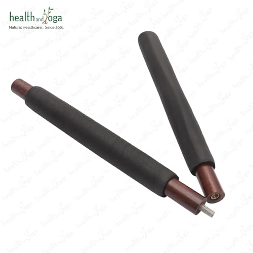 HealthAndYoga™ StretchNHeal Collapsible Multi-Use Wooden Yoga Stick - Regular and XL - Portable Posture Corrector Pole, Stretch Mobility Stick, Physical Workout Exercise Dowel - size: Regular - 26" with Sleeve