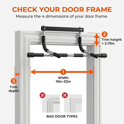 Door Chin Up Door Bar Home Gym - Pull Up - Adjustable Fits Residential Doorways - Supports Up to 300 Pounds - Easy to Mount - Build Upper Body Strength at Home Pump Biceps, Triceps, Lats