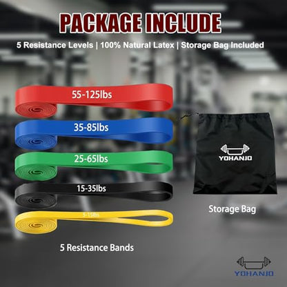 Resistance Bands for Working Out, Pull Up Assistance Bands for Men & Women, Exercise Bands for Full-Body Training, Physical Therapy, Fitness, Stretch Workout Bands at Home, Gym