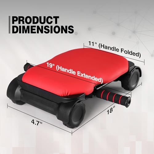 RedSwing Automatic Rebound Abdominal Wheel, 4-Wheel Roller Abdominal Trainer, Core Workout Ab Roller Wheel for Plank, Red