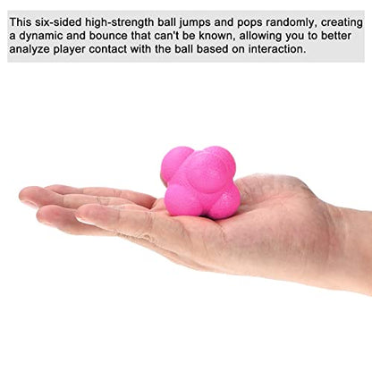 Bounce Reaction Balls, 2 Pack Coordination Ball Agility & Speed Training Game Sports Ball TPR High Difficulty for Baseball Soccer Softball Basketball, Pink