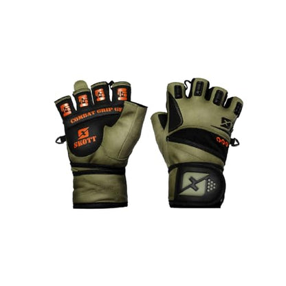 Tactical Green Weightlifting Gloves Military Style Gym with Wrist Wrap Support Anti-Slip Gel Grip Flexible Finger Protection Durable Training for Fitness and Exercise (Unisex) - size: Large