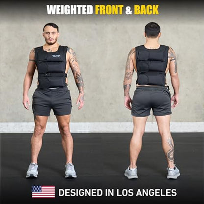 Elite Sports Weighted Vest for Men & Women, 4lb/8lb/12lb/16lb/20lb/24lb Reflective Adjustable Weight Vest Workout, Exercise, Running, Weight Loss & Strength Training (UN-FILLED)