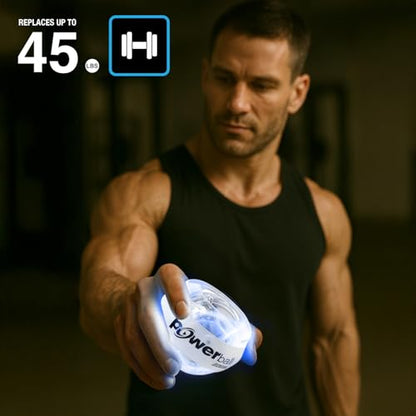 DFX Sports & Fitness Platinum Gyro Exerciser – LED Lighted Wrist & Forearm Strength Trainer, Up to 45 lb Dynamic Resistance Hand & Grip Rehab Tool