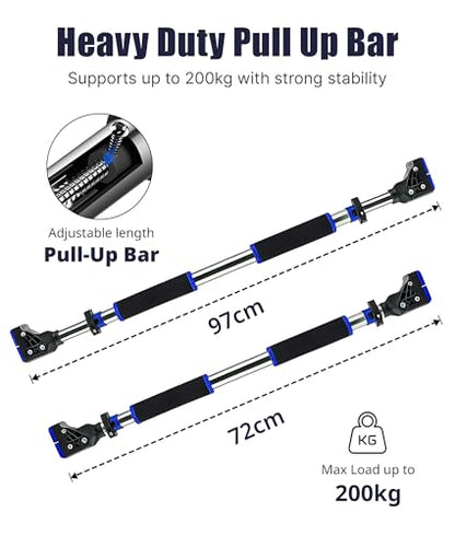 Pull Up Bar for Doorway Chin Up Bar, No Screws Door Frame Width Locking Adjustable 72-97cm (28-38 in) Body Fitness Training Equipment, Strength Training Pull-up Bars for Home Gym, Max Load 440lb