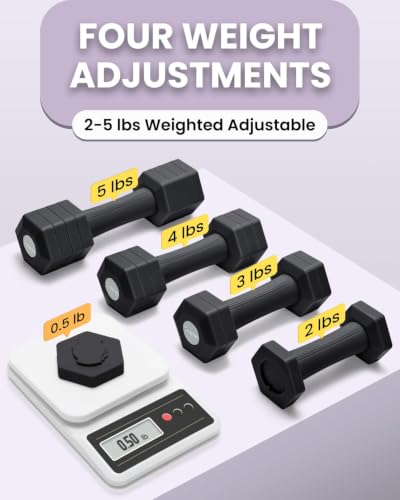 Adjustable Dumbbell Set, 4-in-1 Hand Weights, 5/6 LB Pair for Women Men - color: Black, style: 10 lbs Pair [5 lbs Each]