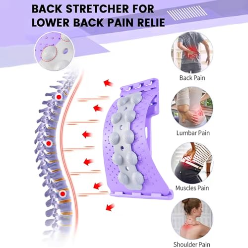 Back Cracker 4-Level Adjustable Back Stretch with Acupressure Massage Correction Spine Decompression Lumbar Support for Scoliosis Pain Relief