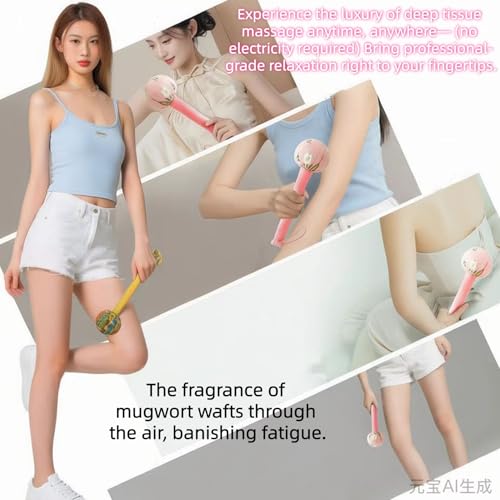 Mugwort Massage Hammer, Massage Tools Back, Shoulder & Body - Handheld Percussion Therapy Tool with US Design Patent, (Toffee Pink, Olive Green) - color: Toffee Pink, Olive Green