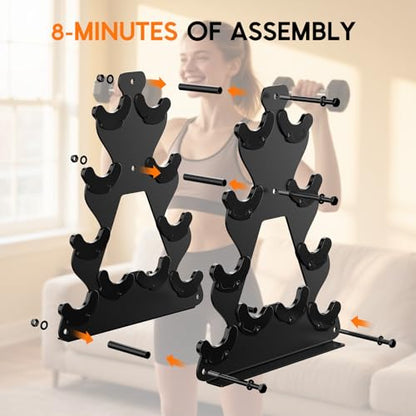 Dumbbell Rack Stand Only | Space-Saving Weight Rack for Home Gym, Hand Weight Rack Dumbbell Storage for Dumbbell Set (3-15 LB), Durable Metal Stand with Easy Assembly (Dumbell not Included) - color: Weight Rack - 4 Tier