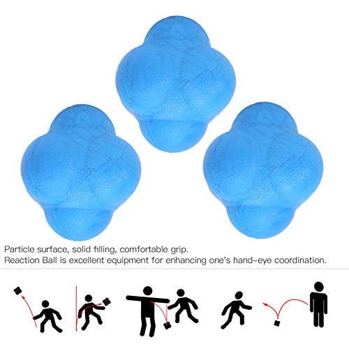 HERCHR Sports Reaction Balls, Reflex Ball 6PCS Hex Bounce Reaction Ball TPR Coordination Reflex Exercise Sports Fitness Training Ball for Hand Eye Coordination, Agility, Reflex Training