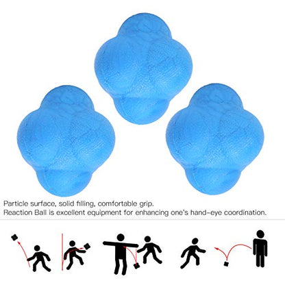 HERCHR Sports Reaction Balls, Reflex Ball 6PCS Hex Bounce Reaction Ball TPR Coordination Reflex Exercise Sports Fitness Training Ball for Hand Eye Coordination, Agility, Reflex Training