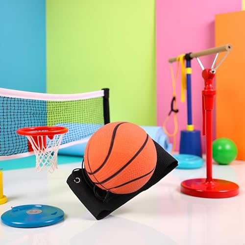 Jinshining Basketball Wrist Return Ball, Sports Wrist Balls on a String, 2.36 Inch Rubber Rebound Bouncy Wristband Balls on Elastic String for Wrist Exercise or Play Speed and Agility Training