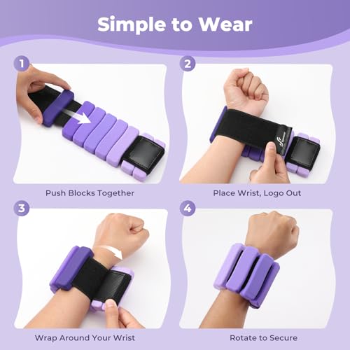 Sportneer Wrist & Ankle Weights for Women & Men Set of 2 (1LB/2LB Each) - Soft Silicone Arm & Leg Weights for Pilates, Yoga, Walking, Barre, Home Workout, Water Aerobics