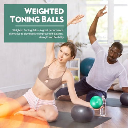 Seenelling 4 Pcs Weighted Toning Balls for Exercise Weighted Exercise Soft Medicine Balls for Gym, Pilates, Yoga, Balance, Flexibility - color: Green
