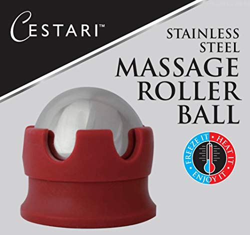 Massage Roller Ball - Stainless Steel Gel Balls for Heat + Ice Therapy - Back, Shoulder, Calf, Foot Massager with Heat or Cold - Myofascial Release - Deep Tissue Trigger Points - Hot Cold Roller.. - color: Red 55mm