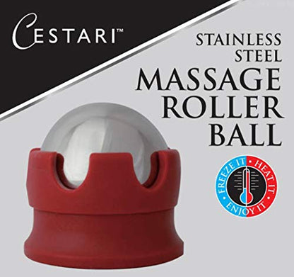 Massage Roller Ball - Stainless Steel Gel Balls for Heat + Ice Therapy - Back, Shoulder, Calf, Foot Massager with Heat or Cold - Myofascial Release - Deep Tissue Trigger Points - Hot Cold Roller.. - color: Red 55mm