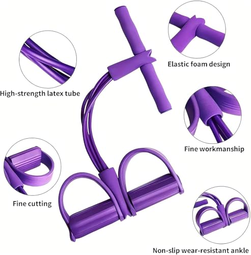 Multifunctional 6 Tube Elastic Yoga Resistance Bands for Waist Arm Leg Stretching, Affordable Training Aid, Latest Upgrade Sit Up Exercise Equipment for Women Men (Purple) - color: Purple;