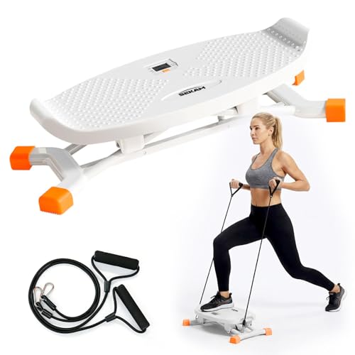 Ski Machine Trainer, Indoor Ski Simulator with Resistance Bands & Balance Board - Low Impact Stepper Exercise Equipment for Home Gym Full Body Workout, 300LBS Capacity (Orange)
