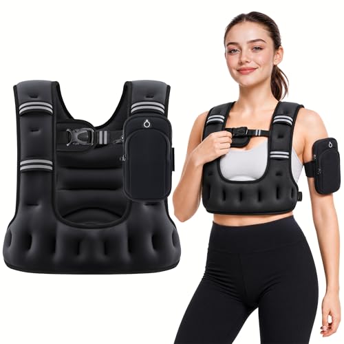 ZELUS Weighted Vest for Women & Men, U-Shaped Running Vest with Arm Pocket - color: Black, size: 16LB