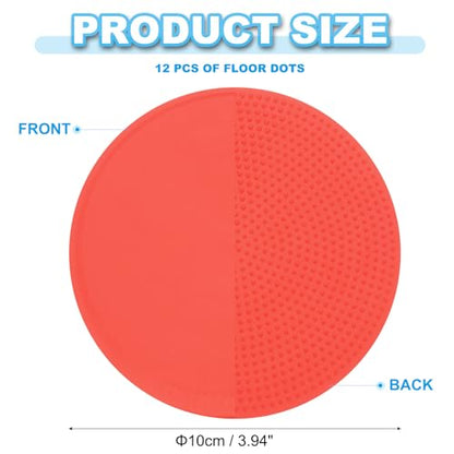 4 Inch Poly Spot Markers, 12Pcs Non Slip Rubber Floor Dots with Storage Bag Flat Agility Cones for Sports Training Basketball Football, Red