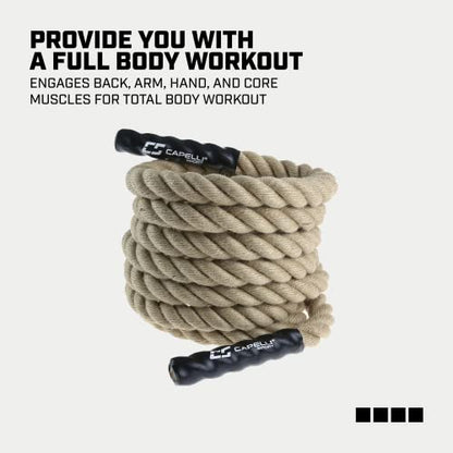 Capelli Sport Battling Ropes, Workout Battle Ropes for Strength Training and Cardio, Brown, 20 ft Length