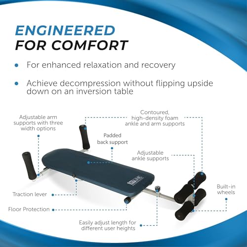 Stamina Products InLine Back Stretch Bench System, Decompress Spine and Joints for Inversion Traction Therapy, Blue Gray | Up to 250 lbs Weight Capacity; No Inversion Decompression fitness equipment