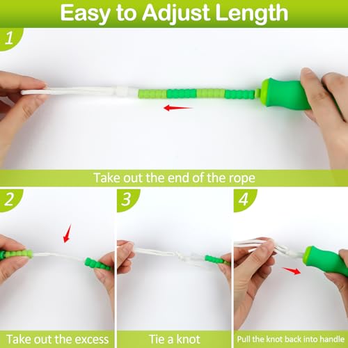 Jump Rope for Kids, Adjustable Jump Ropes for 4 5 6 7 8 10 12, Tangle Free - color: Green and Pink