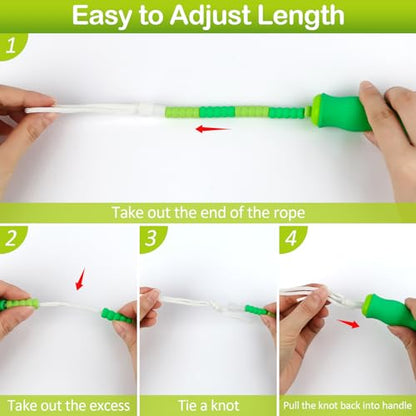 Jump Rope for Kids, Adjustable Jump Ropes for 4 5 6 7 8 10 12, Tangle Free - color: Green and Pink