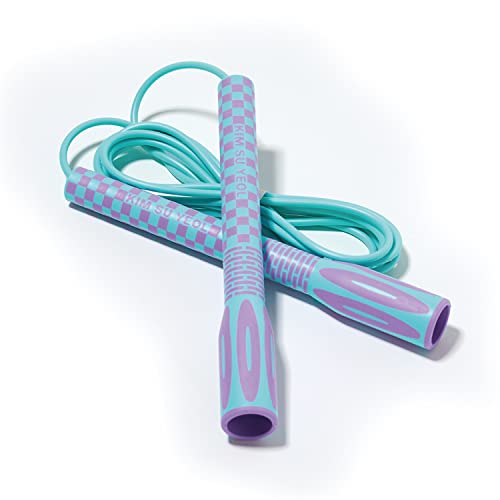 Skipping Jump Rope for Fitness Workout - Light Weight, Adjustable, Tangle Free, Excellent line control for Cardio Boxing, CrossFit, Training Exercise All Ages and Gender ( Special Luxury, KA-220, Made in Korea) - color: Mint-Blue