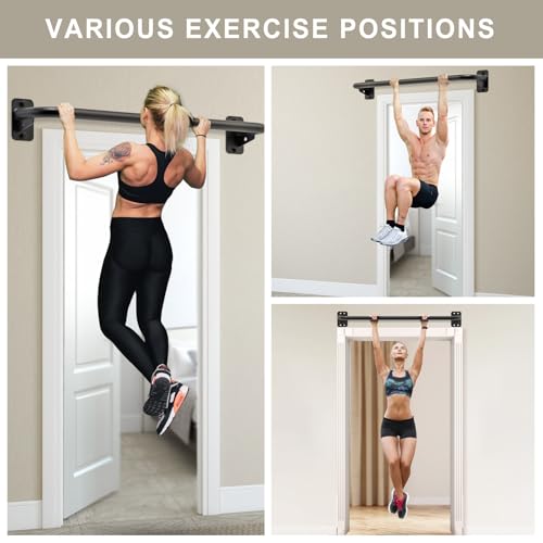 Pull Up Bar Wall Mount 440 LBS Capacity Doorway Chin Up Bar Multifunctional Steel Chinup Bar with with Resistance Band Hooks for Indoor Home Gym Garage - color: Single Grip Pull Up Bar