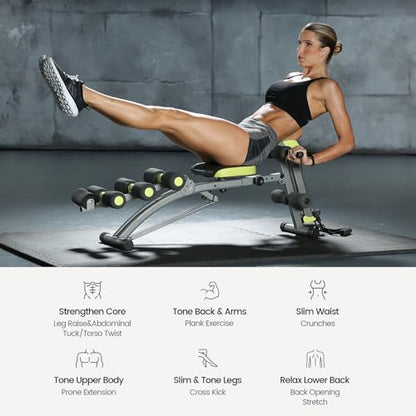 Wonder Core 2 Upgraded Adjustable Workout Bench & Ab/Rowing Machine - Total Gym Style Core Workout Equipment for Ab Workouts, Upper Body & Sit-Up Exercise
