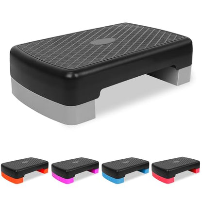 Exercise Workout Aerobic Step Platform Trainer, 18" Aerobic Stepper with 4"-6" Adjustable Height Risers