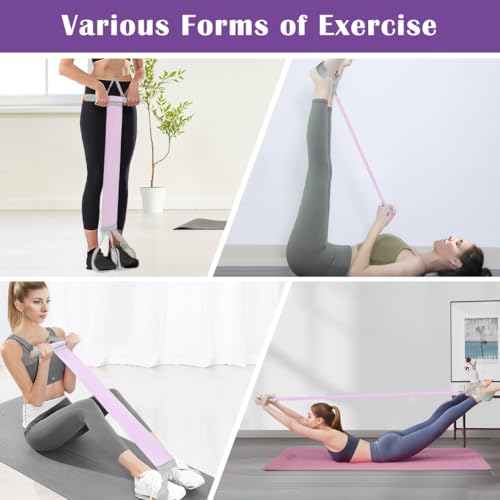 Full Body Resistance Band Set with Handles Yoga Pedal Resistance Band Anti-Broken Elastic Sit Up Pull Rope for Strength Training Stretch Bands Workout Equipment - color: Purple