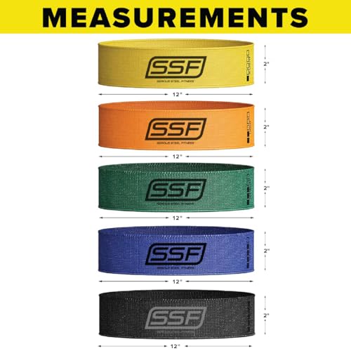 Serious Steel Fitness Fabric Mini Loop Non-Slip Resistance Band Set | Warm-Up, Physical Therapy, Glute Training, Speed and Agility Exercise Bands - color: Multi-Colored Set