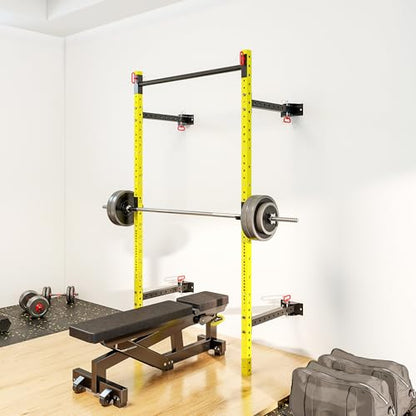 Soozier Adjustable Weight Bench with Dumbbell Rack Wooden Gym - color: Yellow