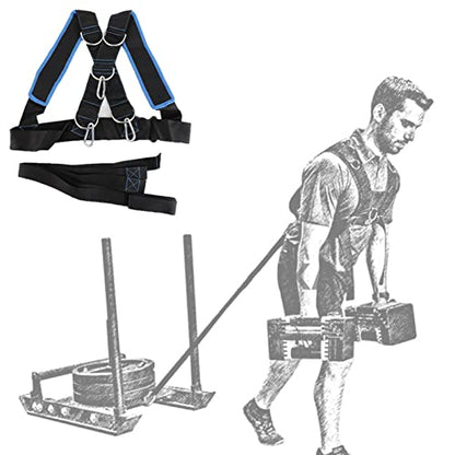 Sled Harness Training Gear for Athletes, a Complete Physical Training Kit with Adjustable Shoulder Straps for Pulling a sled or tire for Intense Workouts