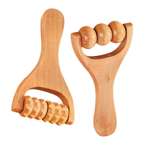 2Pcs Wooden Body Roller Massage Tool for Muscle Relief Neck Foot Shoulder Manual Muscle Roller for Home Office Travel