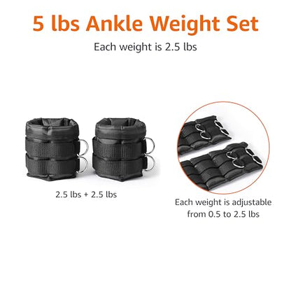 Amazon Basics Adjustable Ankle Weights - style: 5 Pound Set (2.5 Pounds Each)