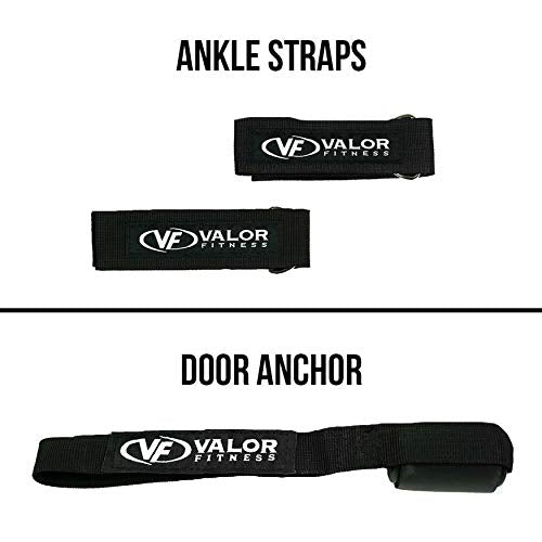 Valor Fitness Resistance Bands with Handles Set, Stackable Exercise Tube Bands for Home Gym Workouts, Strength & Mobility Training, Physical Therapy - Includes Door Anchor, Ankle Straps and Carry Bag