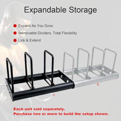 Weight Rack with Dividers 660 LBS Capacity Olympic Weight Plate Rack for Home Gym Freestanding Dumbbell Organizer with 3-Section Spacing for Thin & Thick Plates