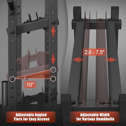 Jusgym Dumbbell Rack Stand Only, 3 Tier Adjustable Height & Angle 1100LBS - size: 18.78 x 48 x 36.54 inches